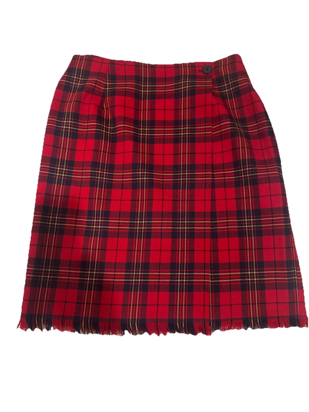 Vintage John Meyer 8 Red Tartan Plaid Pristine Knee Length Wrap Skirt Lined Wool